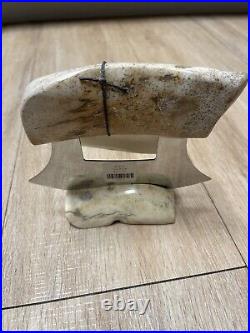 Alaska Rare Ulu Skinning Knife with Stand Fossilized Bone New Genuine