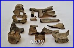 Ancient 5pc FOSSILIZED VERTEBRAE assorted BONES fossil old antique dinosaur