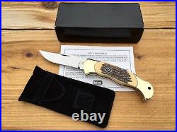 Henckels Lockback Hunter Knife Jigged Fossil Bone Handle Mint In Box Germany