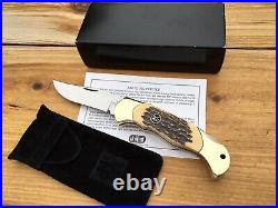 Henckels Lockback Hunter Knife Jigged Fossil Bone Handle Mint In Box Germany