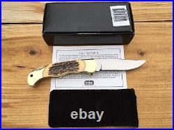 Henckels Lockback Hunter Knife Jigged Fossil Bone Handle Mint In Box Germany