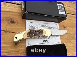 Henckels Lockback Hunter Knife Jigged Fossil Bone Handle Mint In Box Germany