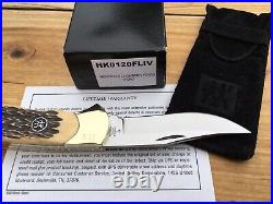 Henckels Lockback Hunter Knife Jigged Fossil Bone Handle Mint In Box Germany