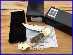 Henckels Lockback Hunter Knife Jigged Fossil Bone Handle Mint In Box Germany