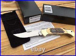 Henckels Lockback Hunter Knife Jigged Fossil Bone Handle Mint In Box Germany