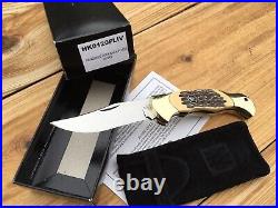 Henckels Lockback Hunter Knife Jigged Fossil Bone Handle Mint In Box Germany