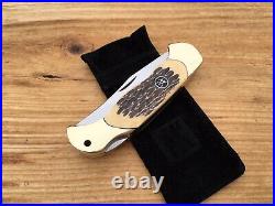 Henckels Lockback Hunter Knife Jigged Fossil Bone Handle Mint In Box Germany