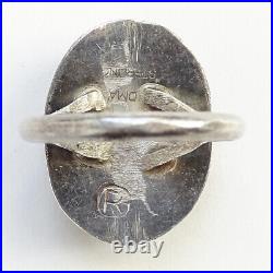 Old Navajo Fossilized Dinosaur Bone Ring Size 9.25 Signed Handmade 8 Sterling RG